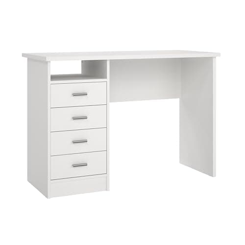 Tvilum 4-Drawer Desk, Modern White Office Writing Desk with Storage, Compact and Functional Desk for Home or Office - Image 1