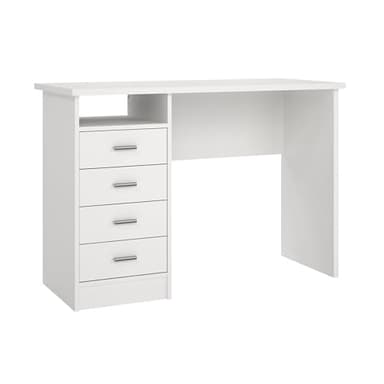 Tvilum 4-Drawer Desk, Modern White Office Writing Desk with Storage, Compact and Functional Desk for Home or Office - Image 1