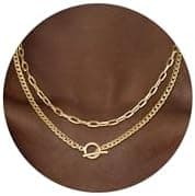CHESKY Layered Necklaces for Women, 14K Gold Plated Chain Necklace Women Trendy Cuban Link Paperclip Chain Toggle Clasp Necklace Fashion Chunky Jewelry for Women - Image 2