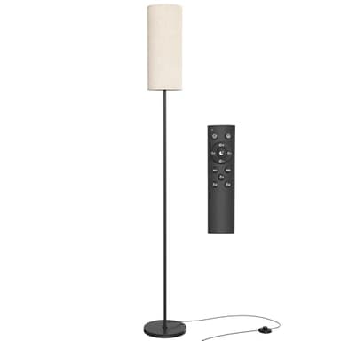 Karjoefar Floor Lamp for Living Room, Modern Standing lamp with Remote Control, Stepless Dimmable 9W Bulb & Beige Lampshade Included, Black Pole Tall Floor Lamp for Bedroom Office - Image 7