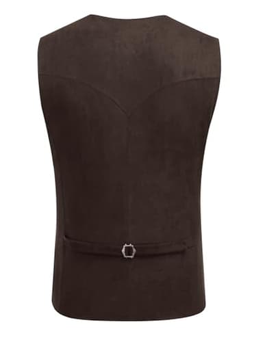 COOFANDY Men's Suede Leather Suit Vest Casual Western Vest Jacket Slim Fit Waistcoat (X-Large, 01_coffe) - Image 4