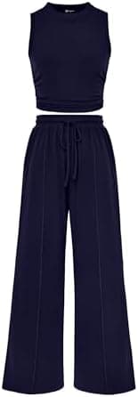 PRETTYGARDEN 2 Piece Sets for Women 2025 Summer Sleeveless Tank Ribbed Travel Beach Vacation Spring Lounge Wear Outfits - Image 3