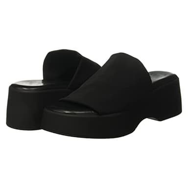 Minshluu Black Platform Slides Sandals for Women Backless Open Toe Slip on Wedges Shoes - Image 2