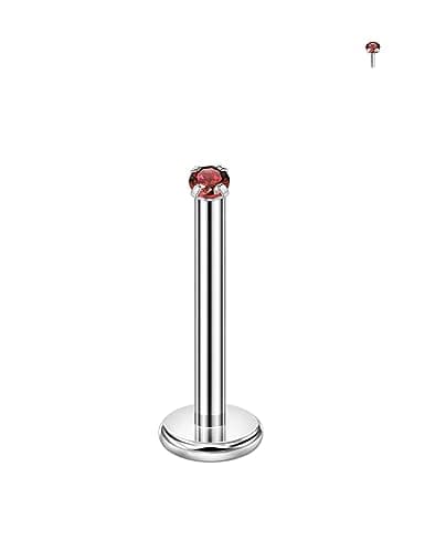 FANSING 1.5mm January Birthstone Threadless Nose Rings 16g 10mm Post Flat Back Earrings Push Pin Surgical Steel Labret Studs for Helix Cartilage Tragus Rook Earlobe Lip Piercings - Image 1