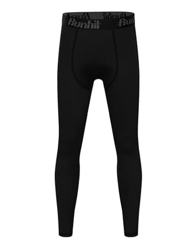 Runhit 2 Pack Boys Compression Leggings,Athletic Tights Basketball Compression Pants,Youth Boys Base Layer Pants Sports Legging Black+Black S - Image 6