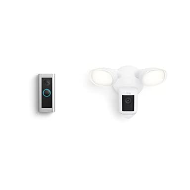 Ring Floodlight Cam Wired Pro, White with Ring Video Doorbell Pro 2 - Image 1