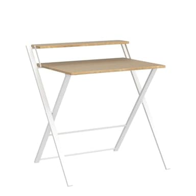 GreenForest Portable Small Desk No Assembly, 2-Tier Compact Computer Desk with Shelf, Space Saving Foldable Table for Home Office, Bedroom or Apartment, Portable Collapsible Sturdy Laptop Desk, Oak - Image 5