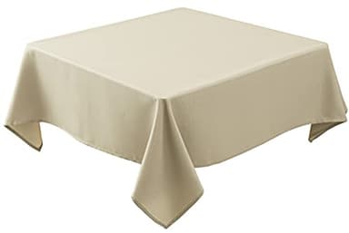 Biscaynebay Textured Fabric Square Tablecloths 54x54 Inches, Natural Water Resistant Spill Proof Table Cloth Washable Small Card Folding Table Covers for Dining, Kitchen, Wedding and Parties - Image 1