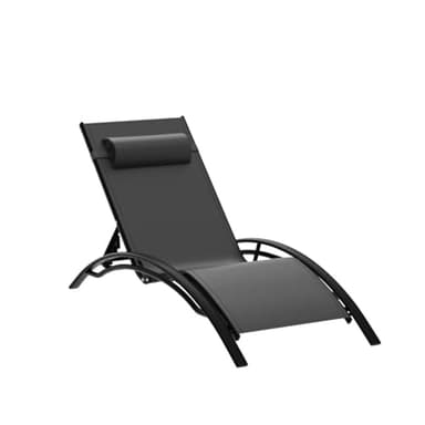 PURPLE LEAF Patio Chaise Lounge Set of 3 Outdoor Lounge Chair Beach Pool Sunbathing Lawn Lounger Recliner Chiar Outside Tanning Chairs with Arm for All Weather, Side Table Included, Black - Image 5