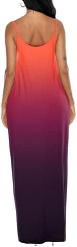 OFEEFAN Women's Maxi Dresses Summer Spaghetti Strap Dress with Pockets - Image 6