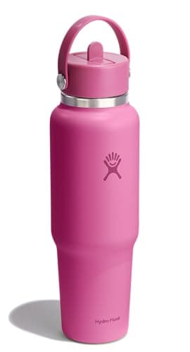 Hydro Flask Travel Water Bottle - Insulated Stainless Steel - Wide Straw Lid, Non Spill, Leakproof in 40 Oz Reef Pink - Image 2