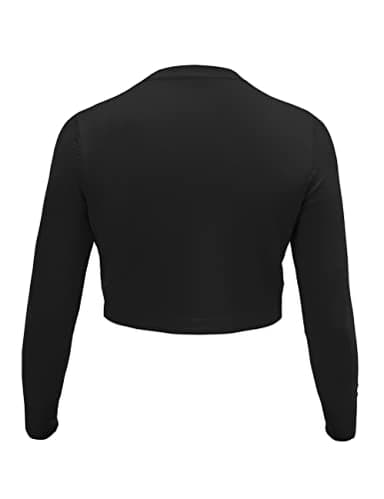 U.Vomade Women's Long Sleeve Cropped Cardigan Sweaters Jackets Open Front Shrugs for Dresses Black M - Image 8