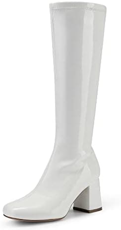 DREAM PAIRS Women's Gogo Boots Square Toe Chunky Wide Calf Knee High Boots For Women - Image 2