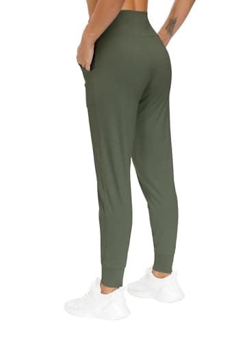 THE GYM PEOPLE Women's Joggers Pants Lightweight Athletic Leggings Tapered Lounge Pants for Workout, Yoga, Running Olive Green - Image 2