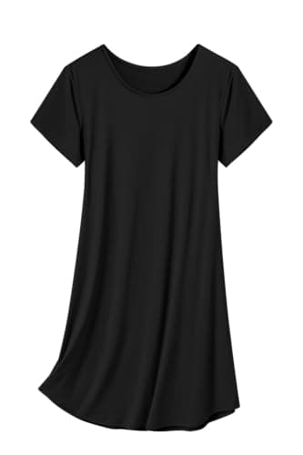 Olankaro Women's Nightgown 2 Pack Nightshirts Short Sleeves Sleepwear Soft O Neck Nightdress(Black+Leopard,M) - Image 6