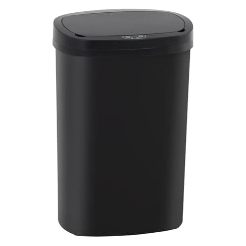 BestOffice | 13 Gallon Trash Can with Lid | Automatic Touchless Garbage Can | Odor Control | Modern Oval Design | Easy to Clean | Plastic | Black | Fits Any Kitchen, Bathroom, Office or Home - Image 1