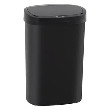 BestOffice | 13 Gallon Trash Can with Lid | Automatic Touchless Garbage Can | Odor Control | Modern Oval Design | Easy to Clean | Plastic | Black | Fits Any Kitchen, Bathroom, Office or Home - Image 1