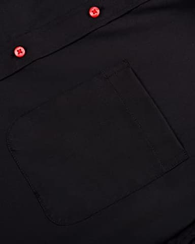 Alimens & Gentle Mens Short Sleeve Dress Shirts Wrinkle Free Solid Casual Button Down Shirts with Pocket, Black Red, XX-Large - Image 4