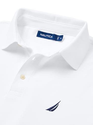 Nautica mens Short Sleeve Solid Stretch Cotton Pique Polo Shirt, Bright White, Small US - Image 4