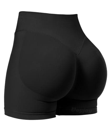 VOYJOY Women Workout Impact Shorts 2.5"/ 3.6"/ 4.5"/ 6" Scrunch Butt Lifting Gym Seamless Booty Biker Shorts Black - Image 1