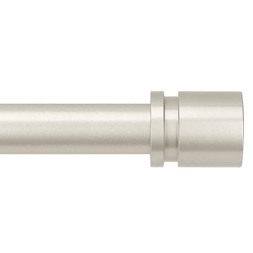 Byondeth Curtain Rods for Windows 16 to 170 Inches Adjustable Length 1 Inch Diameter Window Curtain Rod with Aluminium End Cap, Brushed Nickel - Image 1