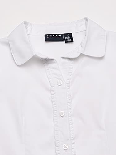 Nautica Plus Girls Ruffle Placket Blouse, White, X-Large - Image 2