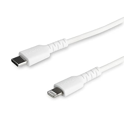 StarTech.com 6 Foot (2m) Durable White USB-C to Lightning Cable - Heavy Duty Rugged Aramid Fiber USB Type C to Lightning Charger/Sync Power Cord - Apple MFi Certified iPad/iPhone 12 (RUSBCLTMM2MW) - Image 1