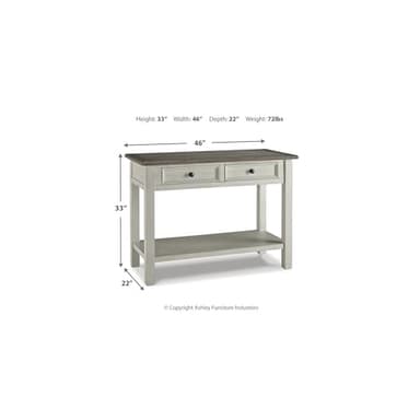 Signature Design by Ashley Bolanburg Farmhouse Rectangular Two Tone Sofa Table, Antique Cream - Image 3
