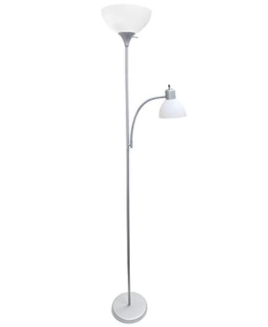 Simple Designs LF2000-SLV Mother-Daughter Floor Lamp with Reading Light, Silver - Image 3