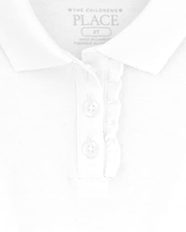 The Children's Place Baby Girls and Toddler Girls Long Sleeve Ruffle Pique Polo, White, 5T - Image 2