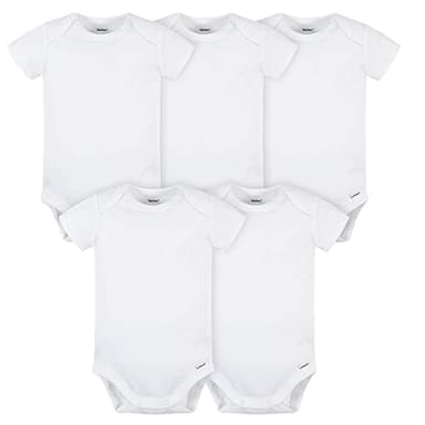 Gerber unisex baby 5 Pack Onesies Multi-packs Bundle Interlock 180 Gsm Shirt, White, 6-9 Months US - Image 1