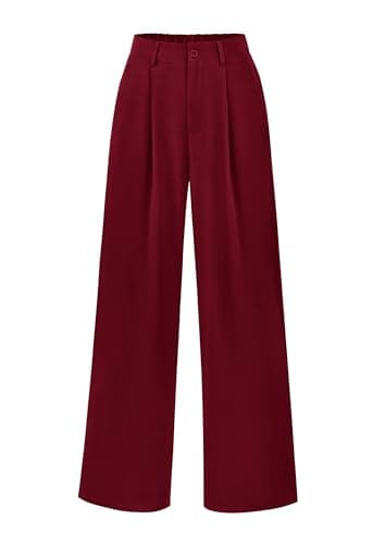 PRETTYGARDEN Wide Leg Pants for Women Trendy 2025 Fall High Waisted Business Casual Outfits Work Pant Trousers (Wine Red,Medium) - Image 1