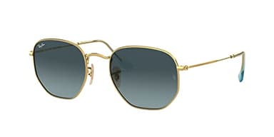 Ray-Ban RB3548N Hexagonal Flat Lens Sunglasses, Gold/Blue Gradient Grey, 51 mm - Image 2