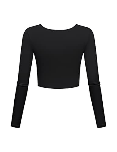 Black Crop Tops for Women Cotton Ladies Athletic Clothing Cute Activewear Gym Shirts Long Sleeve Sexy Workout Yoga Tops for Women Small - Image 2