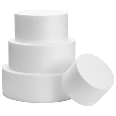 Juvale Cake Dummy Set of 4 Foam Tiers - 6-, 8-, 10- & 12-Inch, 16-Inch Tall, White Foam - Wedding Display & Decorating Practice - Faux Cake Form - Image 6
