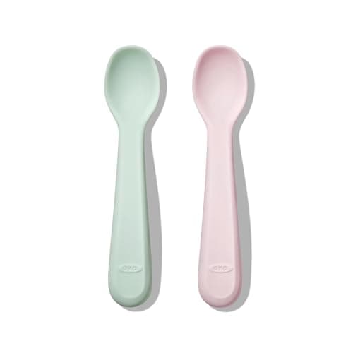 OXO Tot Silicone Spoons 2 Pack - Blossom and Opal - Image 1