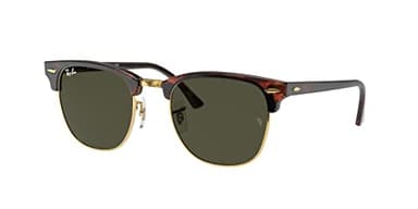 Ray-Ban RB3016 Clubmaster Square Sunglasses, Mock Havana on Gold/G-15 Green, 55 mm - Image 1