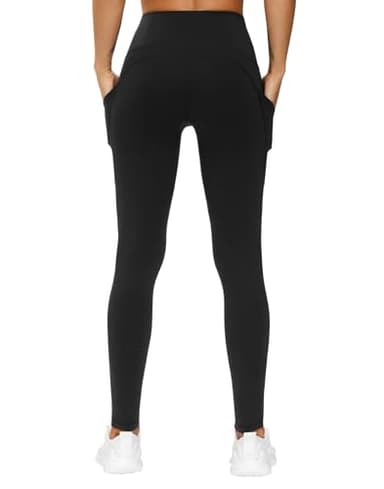 THE GYM PEOPLE Thick High Waist Yoga Pants with Pockets, Tummy Control Workout Running Yoga Leggings for Women (XX-Large, Black) - Image 3