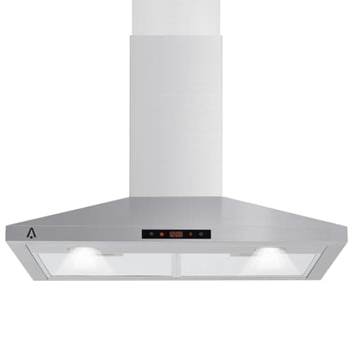 Range Hood 30 inch Wall Mount with 265 CFM,Ducted/Ductless Range Hood Stainless Steel with Touch Control 3 Speed Exhaust Fan, Adjustable Chimney & LED Light, Silver - Image 1