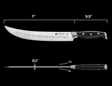 BRODARK Butcher Knife - 10" Curved Breaking Knife with Full Tang Handle - High Carbon Stainless Steel Scimitar Knives - NSF Certified, Steel-King Series - Image 7