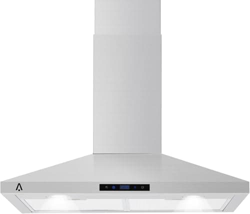 Range Hood 30 Inch, Kitchen Hood 265 CFM, Stainless Steel Vent Hood With Touch Control, Stove Hood With 3-Speed Exhaust Fan, Adjustable Chimney & LED Light, Silver - Image 1
