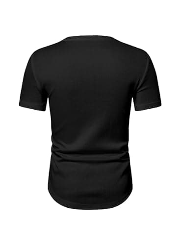 JMIERR Muscle Shirts for Men Slim T Shirt V-Neck Hip Hop Longline Henley Black Shirt Short Sleeve Gym Workout Athletic Tees Shirts,US 38(S) - Image 9