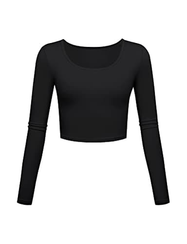 Black Crop Tops for Women Cotton Ladies Athletic Clothing Cute Activewear Gym Shirts Long Sleeve Sexy Workout Yoga Tops for Women Small - Image 1