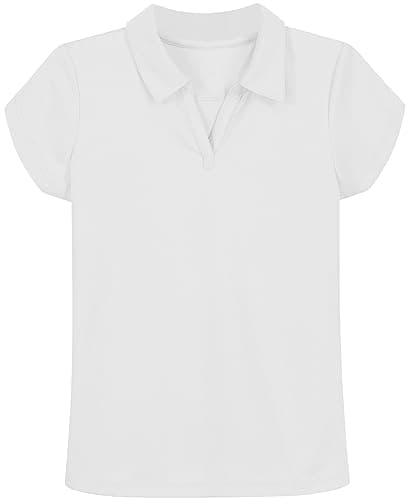 Nautica Girls School Uniform Short Sleeve Performance Polo Shirt, White, 12 14 US - Image 1