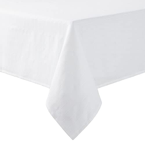 Martha Stewart Honeycomb Modern Farmhouse Polyester Cotton Rectangle Tablecloth, White, 60"x84" - Image 1