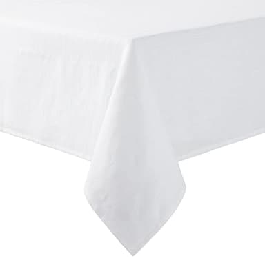 Martha Stewart Honeycomb Modern Farmhouse Polyester Cotton Rectangle Tablecloth, White, 60"x84" - Image 1