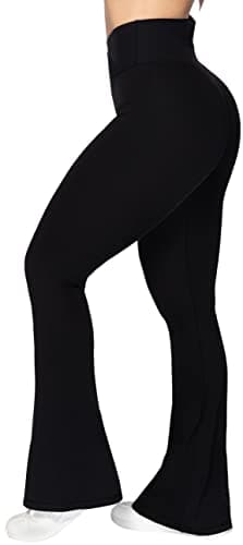 Sunzel Flare Leggings, Crossover Yoga Pants for Women with Tummy Control, High-Waisted and Wide Leg Black - Image 5