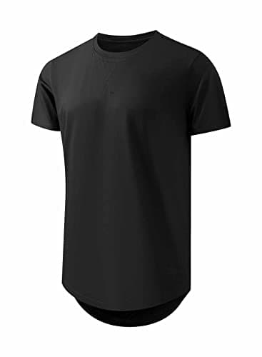 JMIERR Men's 3 Pack Cotton Hipster Hip Hop Longline Crewneck T-Shirt, Short Sleeve Gym Workout Athletic T Shirts for Men Pack,XL, Black/Dark Grey/Khaki - Image 2