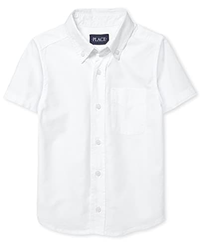 The Children's Place,boys,Short Sleeve Oxford Shirt,White,Medium - Image 1