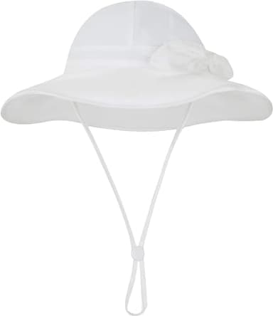 Urban Virgin Baby Girl Sun Hats Summer Baby Hats UPF 50+Toddler Sun Hat Infant with Wide Brim Bucket Hat White 4-6 T - Image 2
